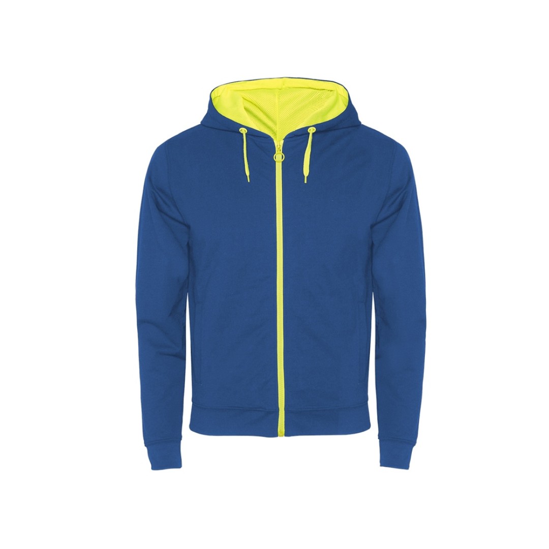 Толстовка на молнии "Fuji", королевский синий/неоновый желтый