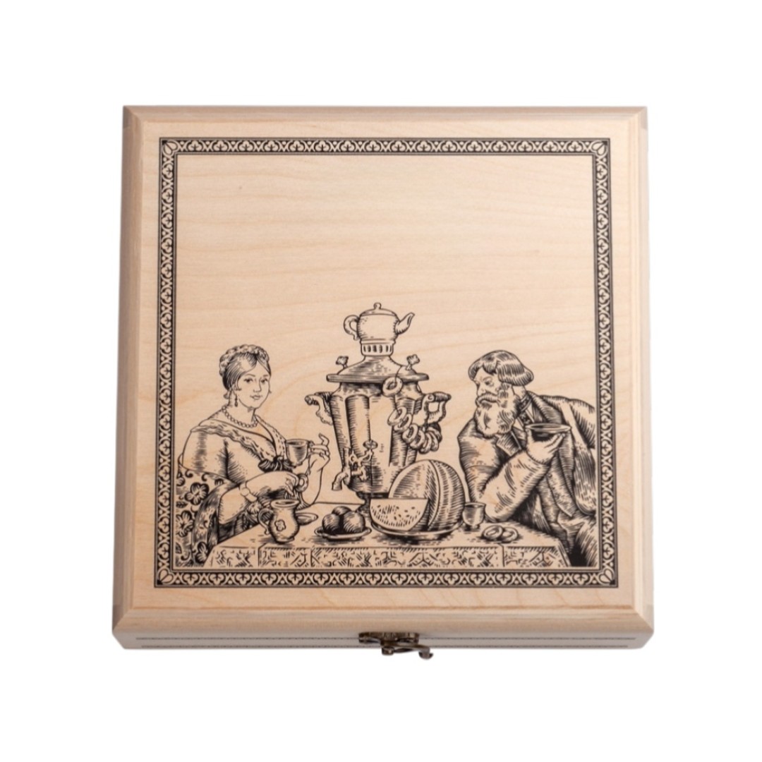 Подарочный набор с пакетированным чаем в деревянной шкатулке без лого