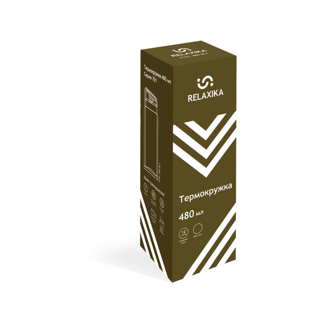 Термокружка Relaxika 701 (0,48 литра), хаки (без лого)