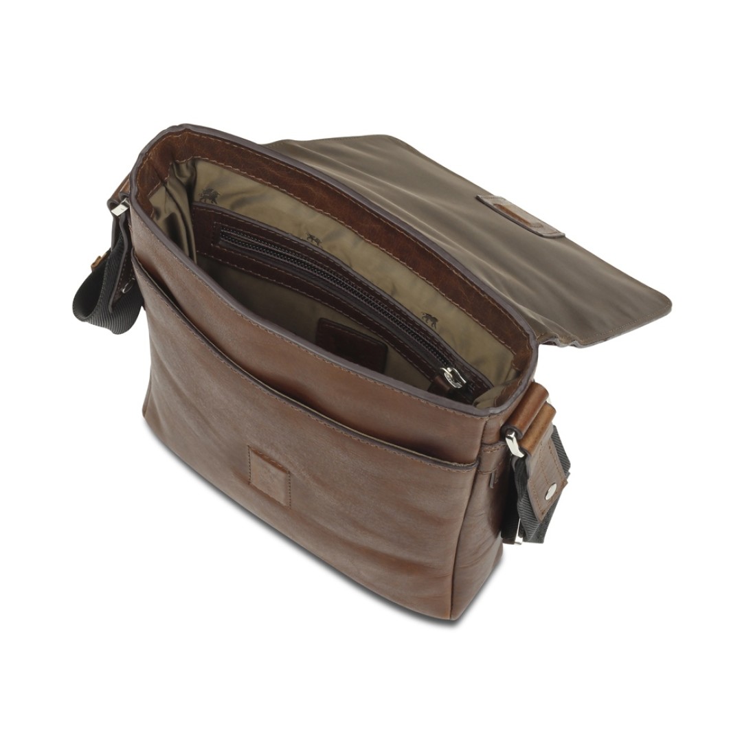 Сумка через плечо Mano "Don Valentino", натуральная кожа в коричневом цвете, 21 х 25 х 5 см