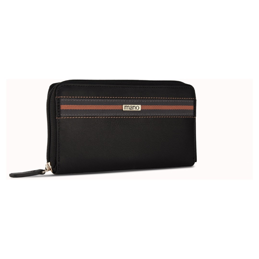 Кошелек Mano "Don Leonardo", с RFID защитой, натуральная кожа в черном цвете, 19 х 2 х 10,5 см