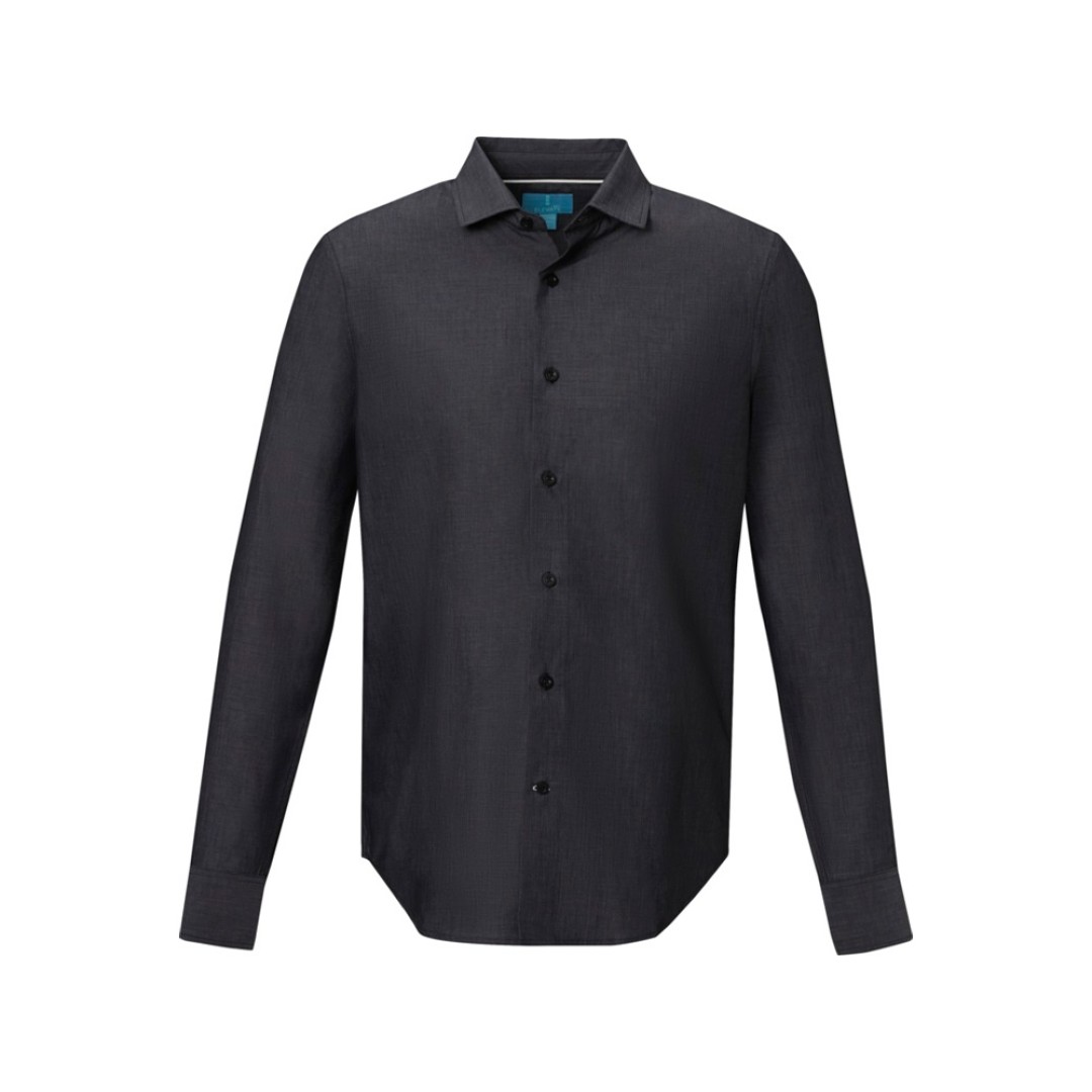 Cuprite Мужская рубашка с длинным рукавом, изготовленная из натуральных материалов, которые отвечают стандарту GOTS - сплошной черный