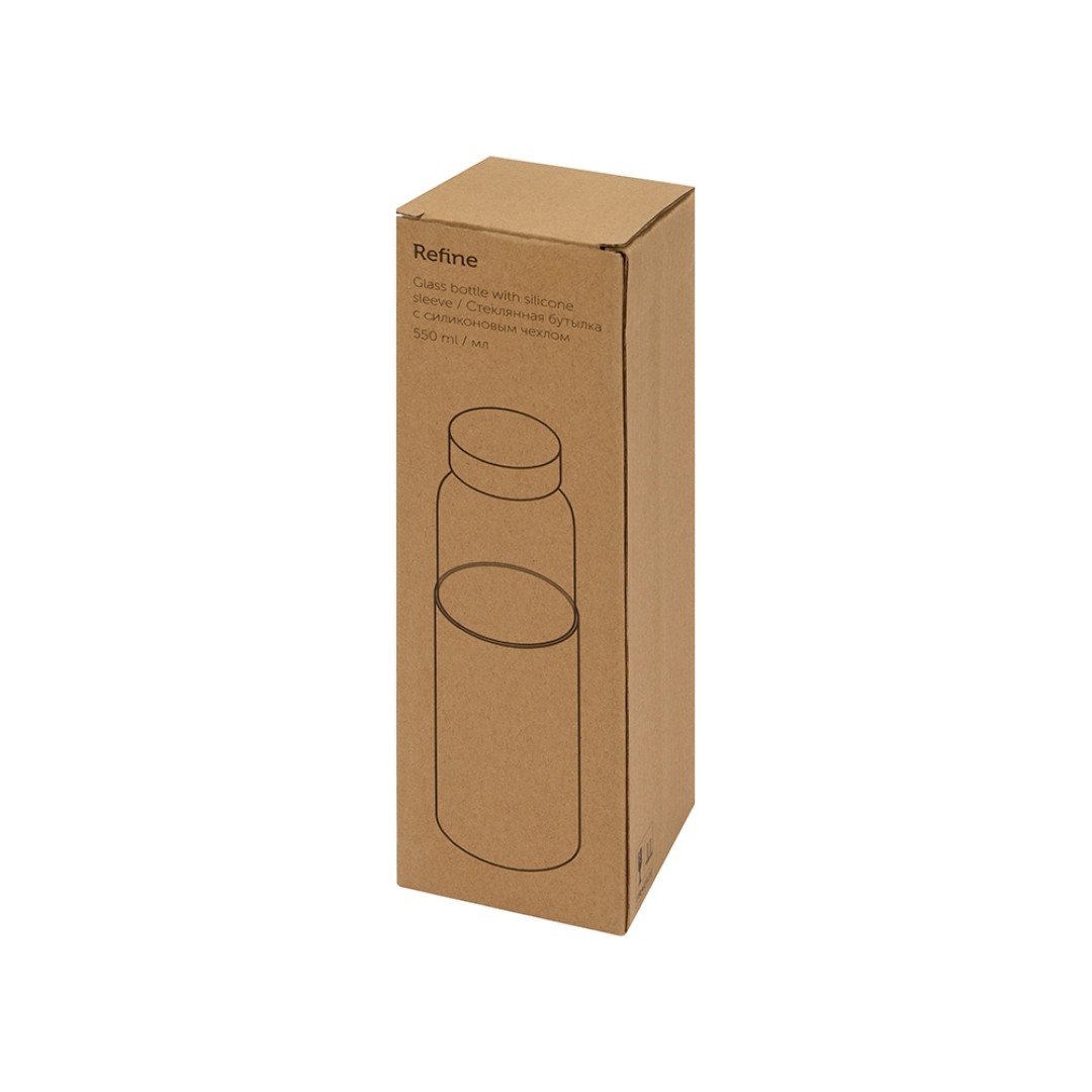 Бутылка для воды стеклянная "Refine", в чехле, 550 мл, голубой
