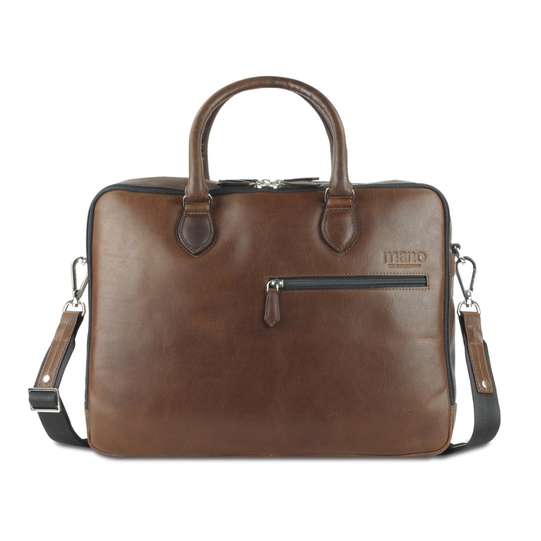 Сумка Mano "Don Valentino", натуральная кожа в коричневом цвете, 41,5 х 31 х 10 см