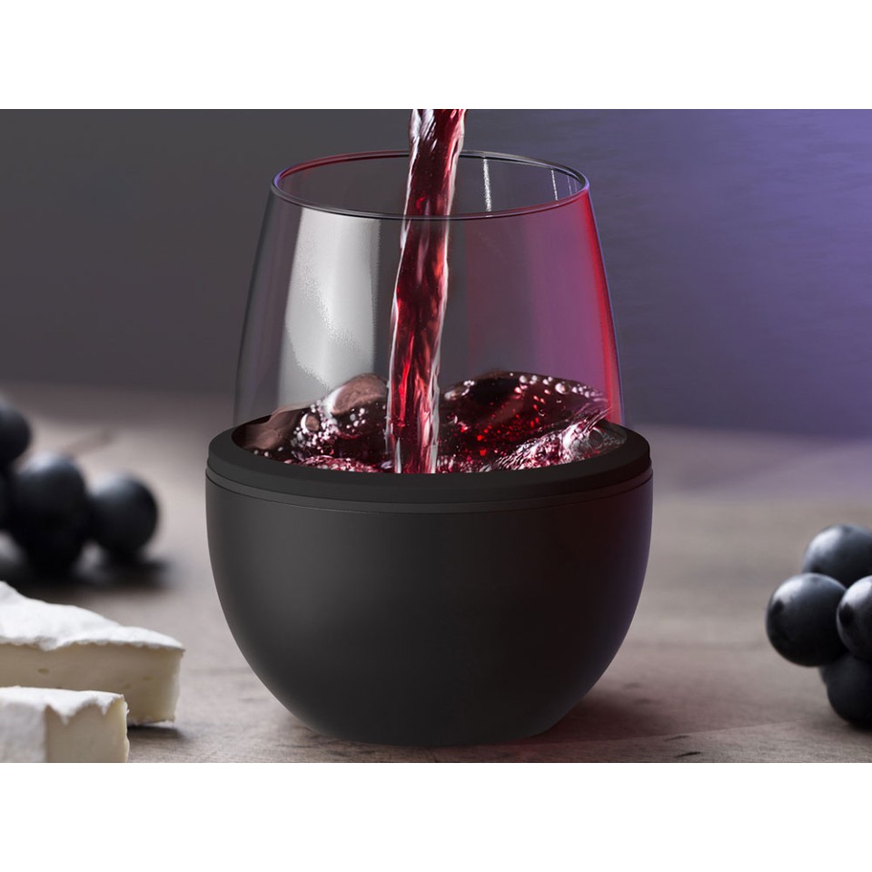 Тумблер для вина WINE KUZIE, черный