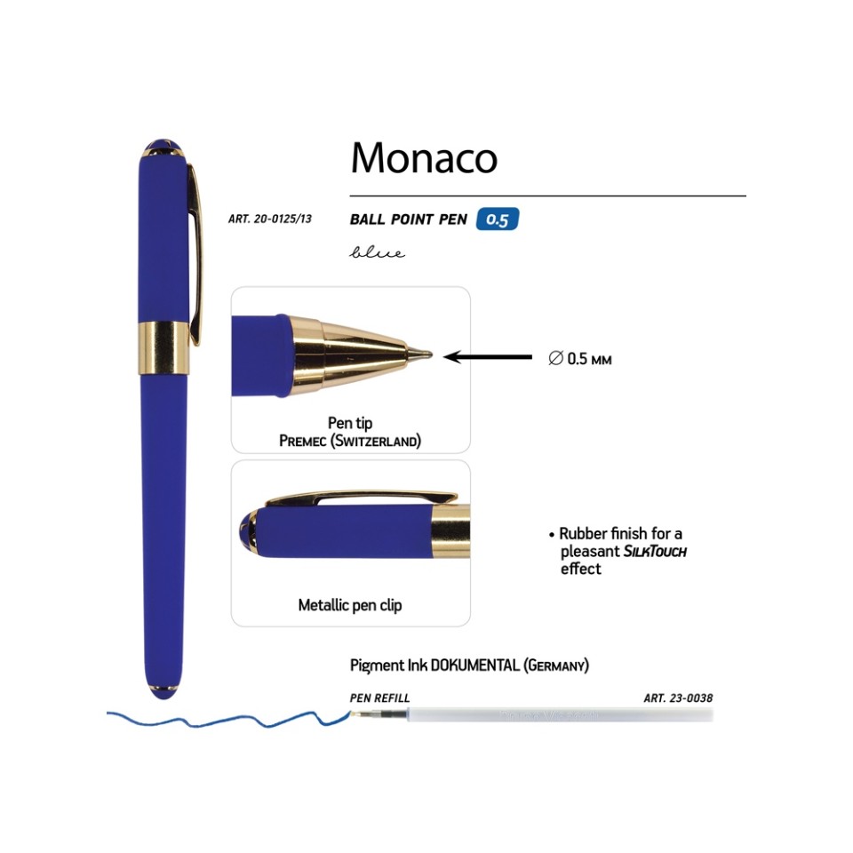 Ручка пластиковая шариковая «Monaco», 0,5мм, синие чернила, сине-фиолетовый