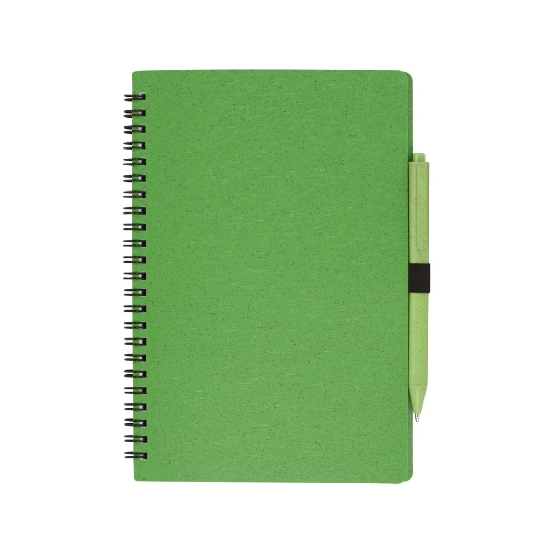 Блокнот А5 «Toledo M», зеленый + ручка шариковая «Pianta» из пшеничной соломы, зеленый