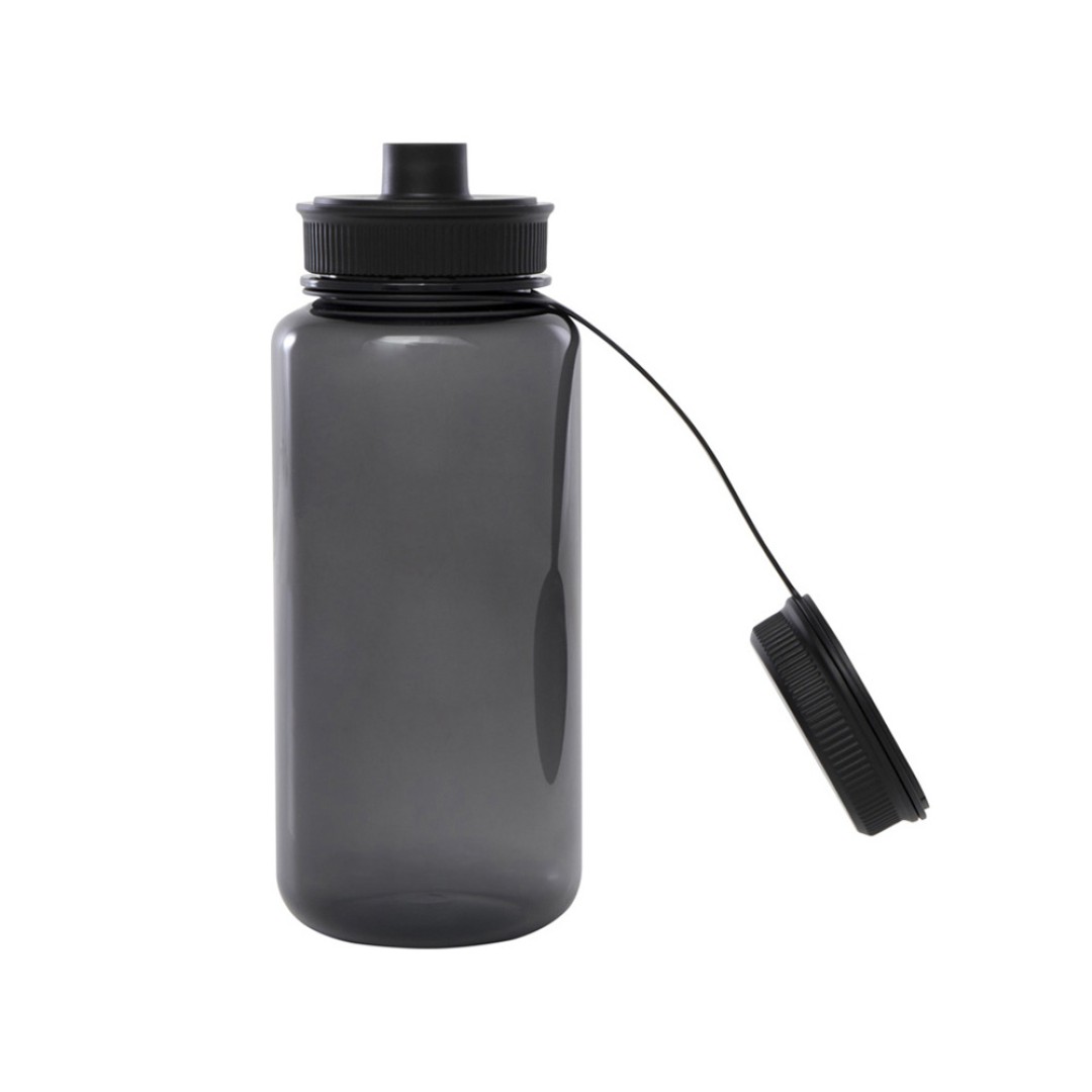 Спортивная бутылка Ryder из переработанного ПЭТ-пластика объемом 900 мл с многофункциональной крышкой, сертифицированная RCS - сплошной черный