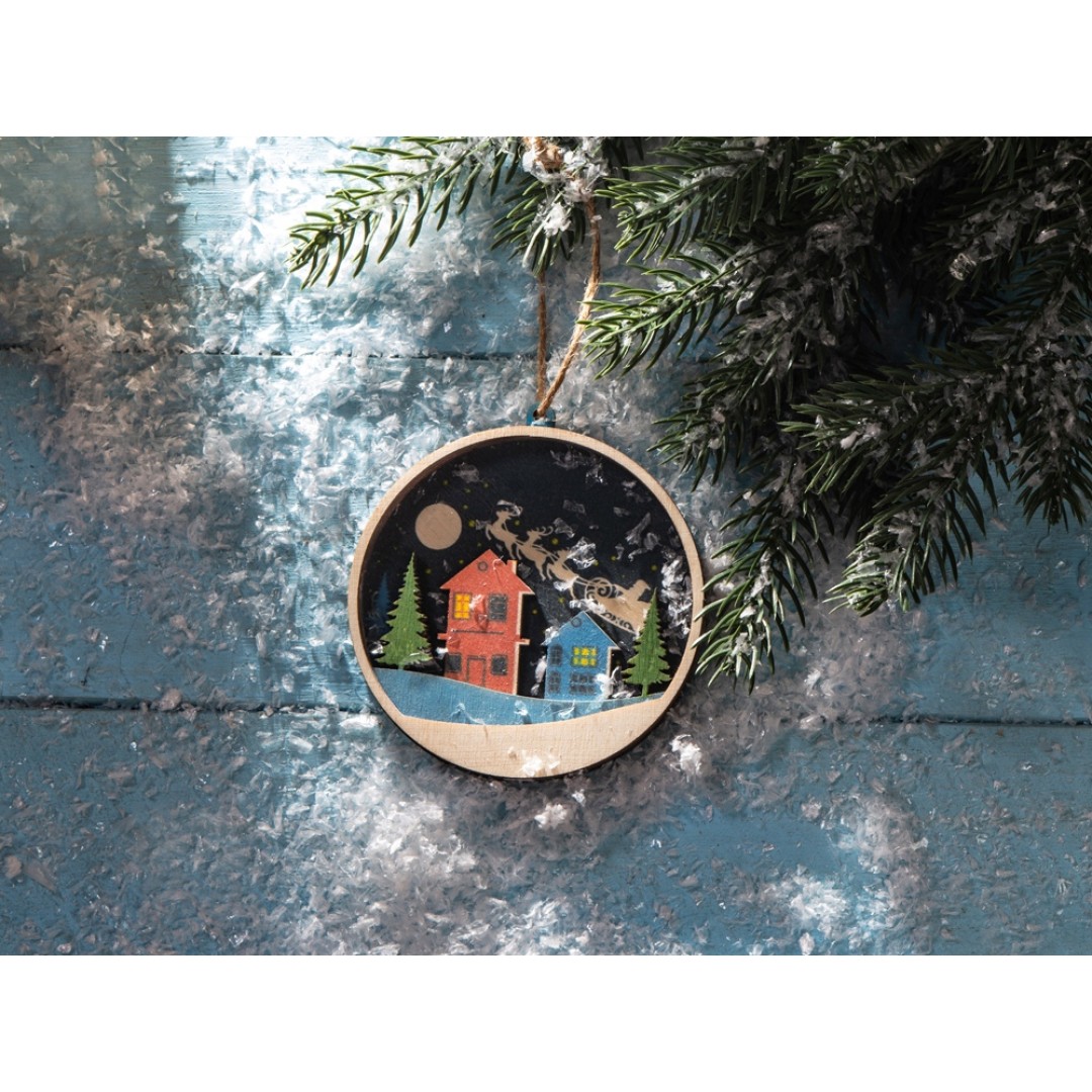 Подвеска деревянная многослойная «Ночь перед рождеством»