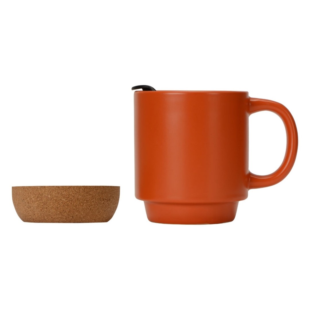 Кружка Denpasar с пробковым дном и крышкой, цветная с двух сторон, оранжевый (Р)