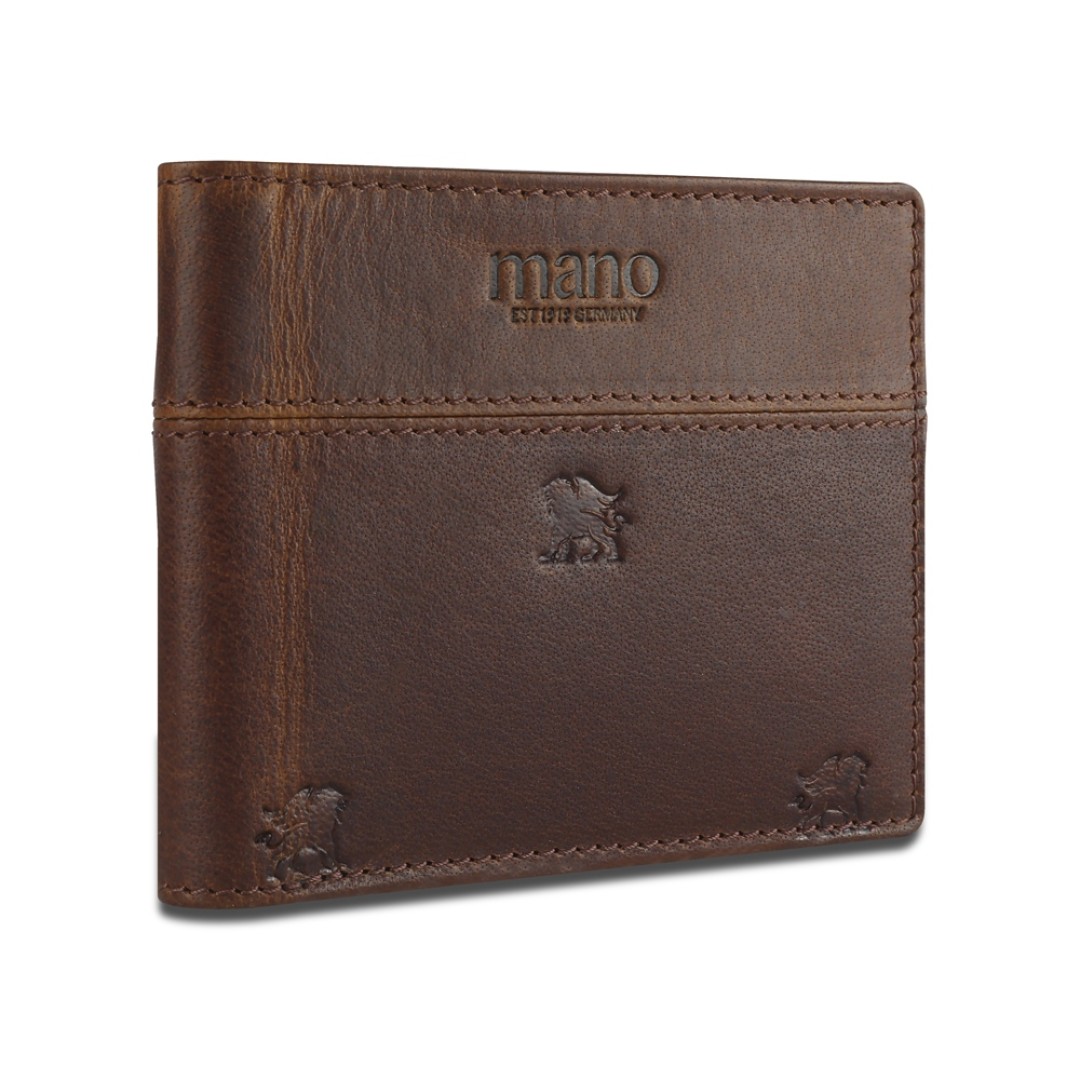 Портмоне Mano "Don Leon", натуральная кожа в коричневом цвете, 11 х 8,6 см