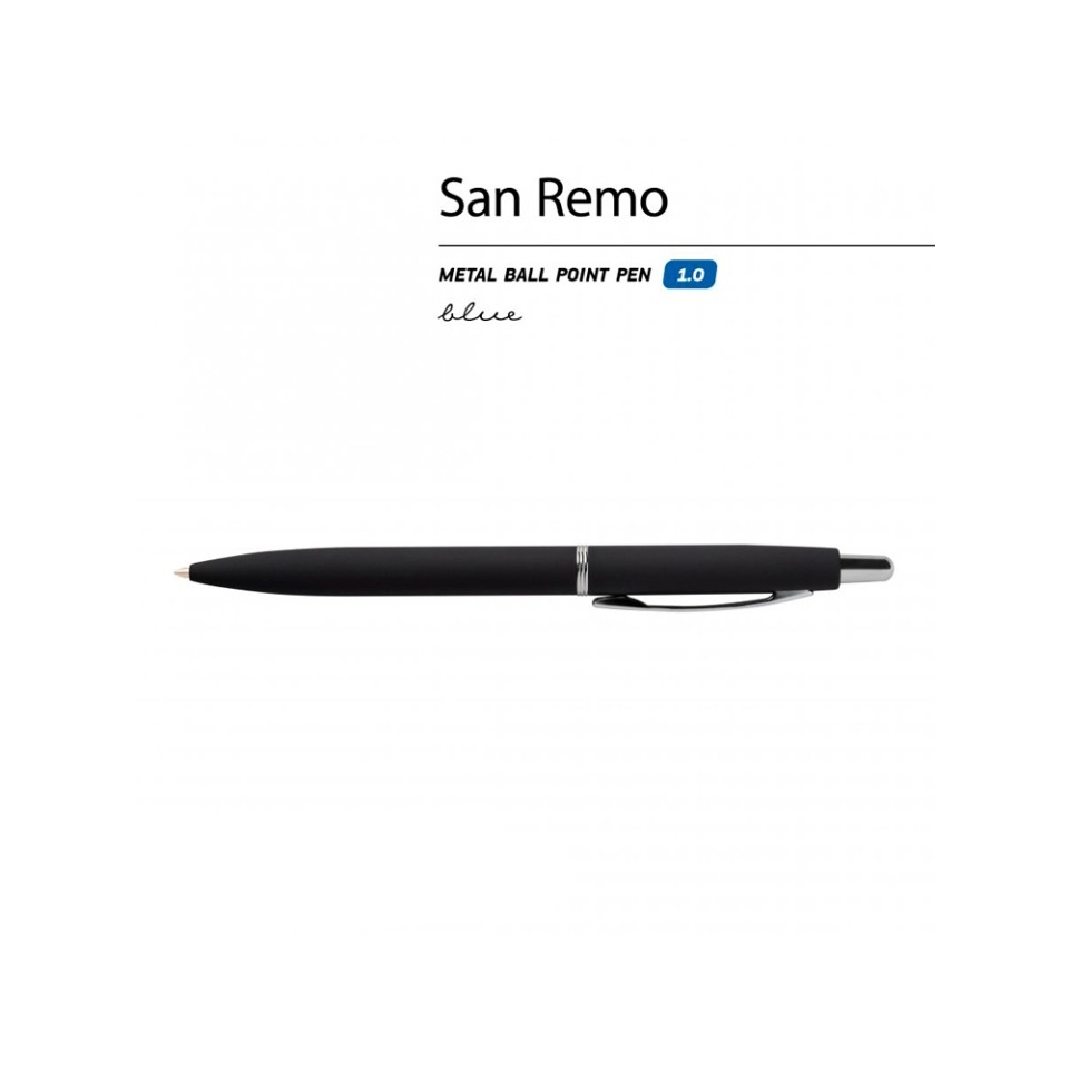 Ручка "SAN REMO" шариковая  автоматическая, черный металлический корпус, 1.00 мм, синяя