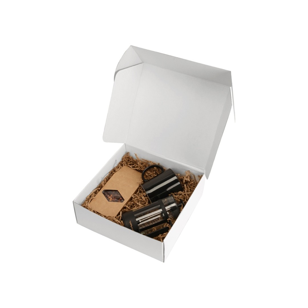 Подарочный набор с чаем, кружкой и френч-прессом "Чаепитие", черный