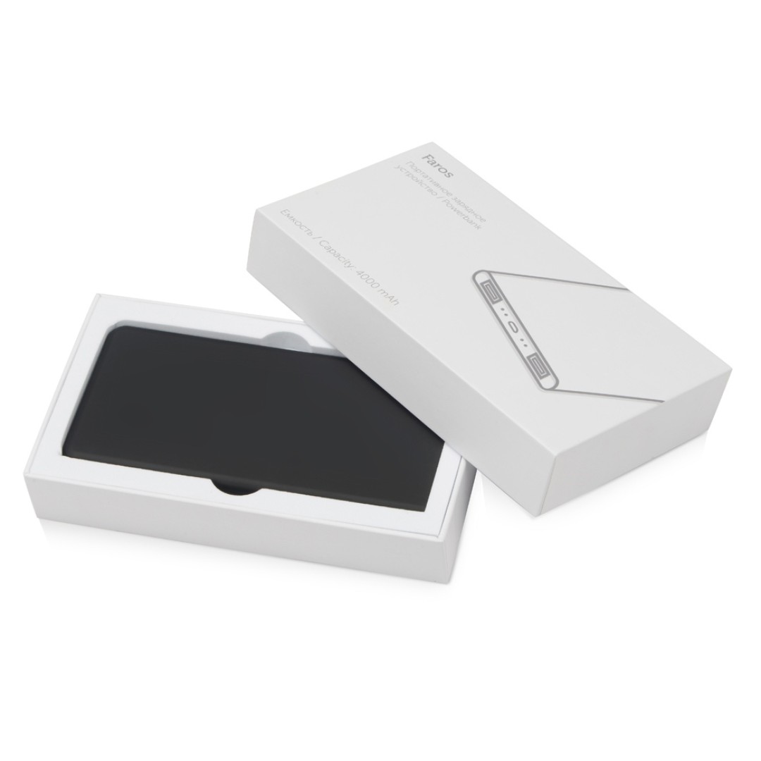 Портативное зарядное устройство с красной подсветкой логотипа «Faros», soft-touch, 4000 mAh