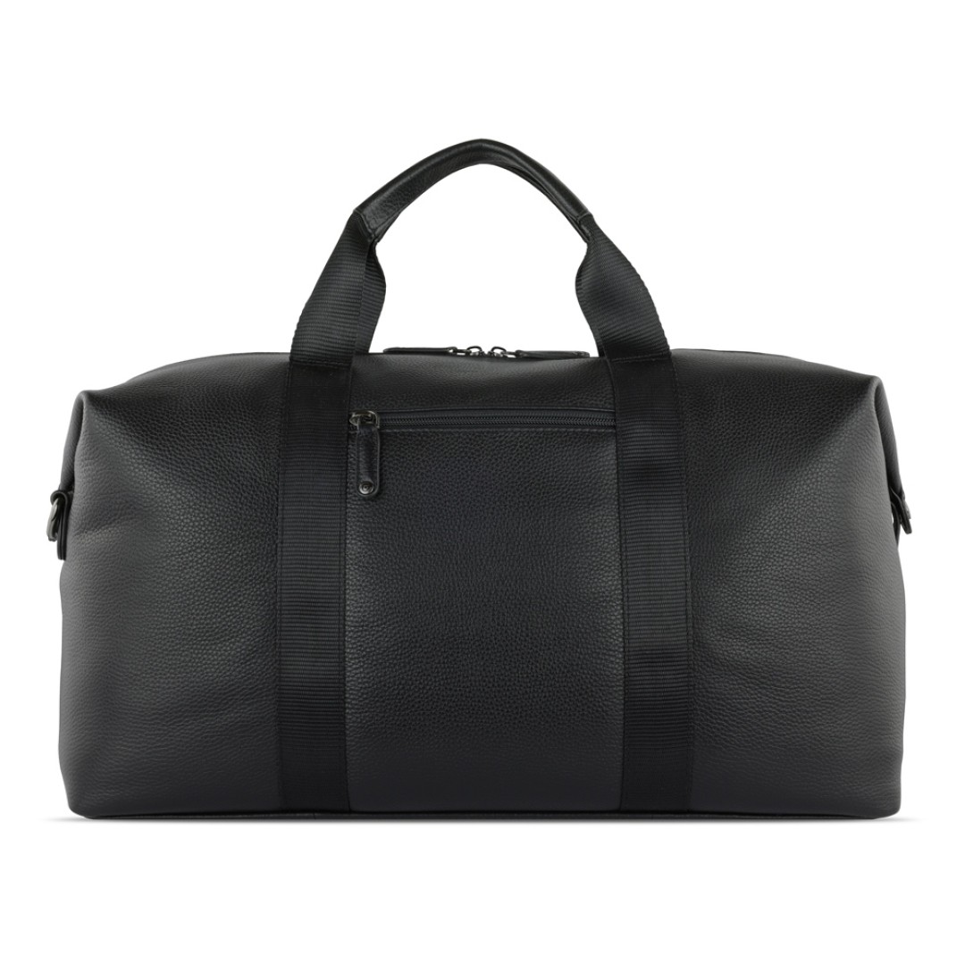 Сумка дорожная BUGATTI Elsa, чёрная, воловья кожа/полиэстер, 47х22х24 см