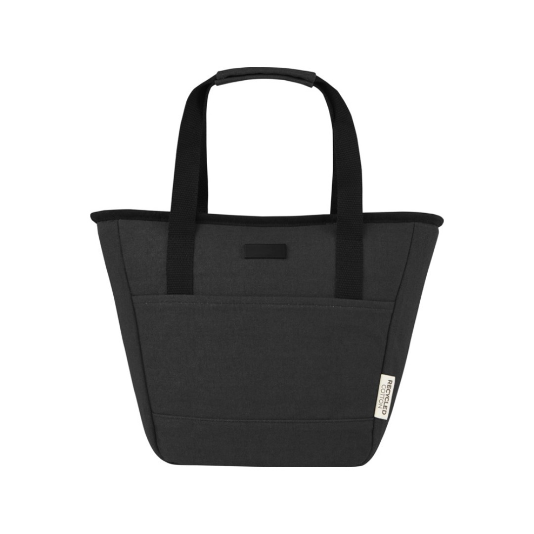 Пищевая сумка-холодильник Joey из брезента, переработанного по стандарту GRS, объемом 6 л на 9 банок, черный