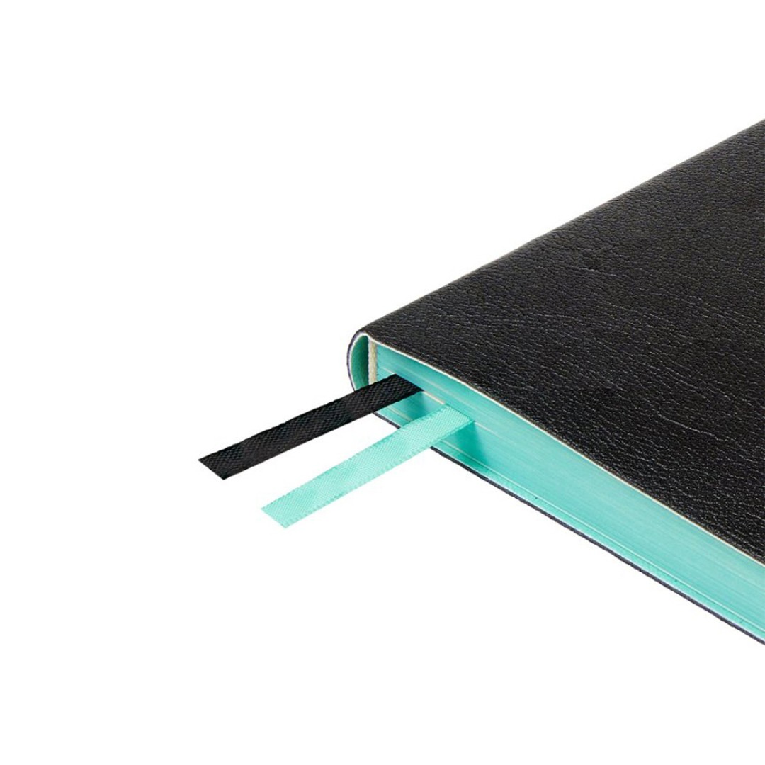 Ежедневник недатированный А5 "Boston", черный (бирюзовый обрез)