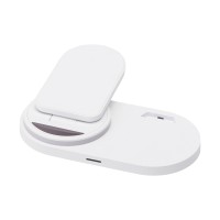 Складная зарядная станция с беспроводной зарядкой «Flashport», 15 Вт, белый