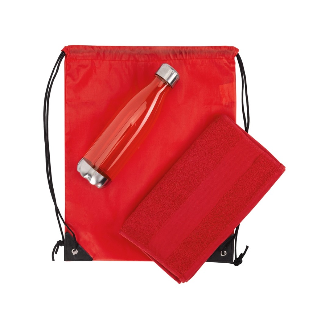 Спортивный набор с бутылкой и полотенцем «Beginner», красный