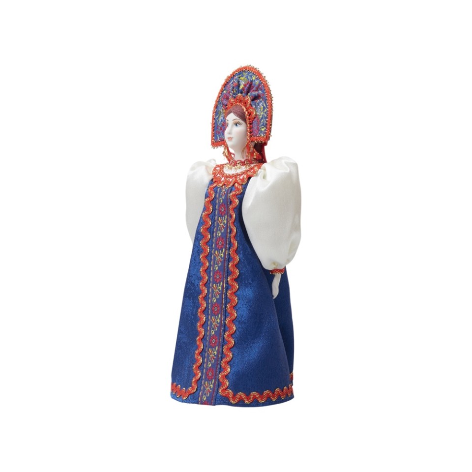 Подарочный набор: кукла фарфоровая, мед, синий