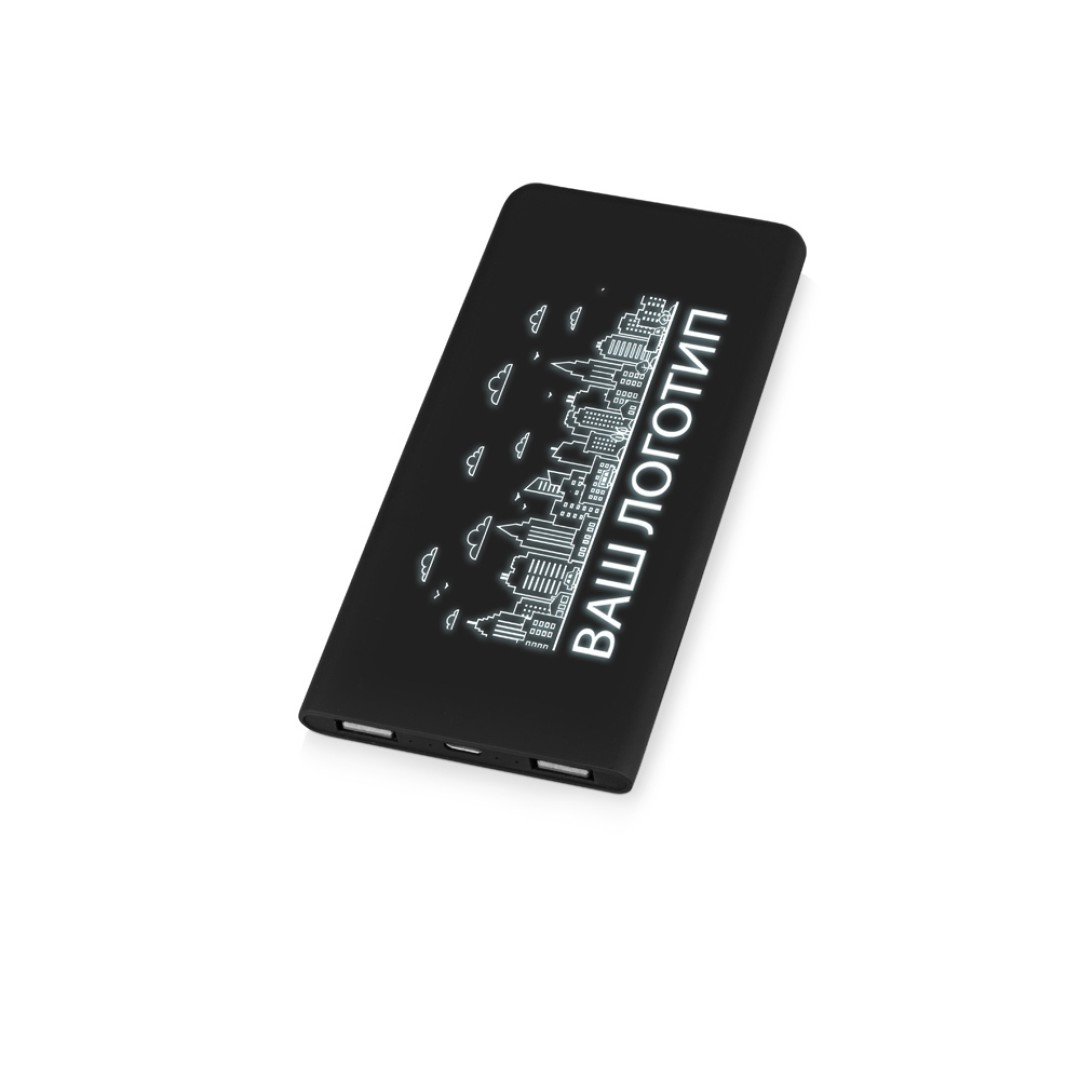 Портативное зарядное устройство с белой подсветкой логотипа «Faros», soft-touch, 4000 mAh