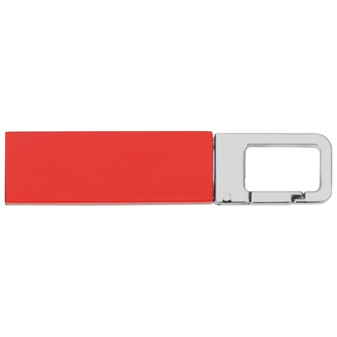 Флеш-карта USB 2.0 16 Gb с карабином "Hook", красный/серебристый