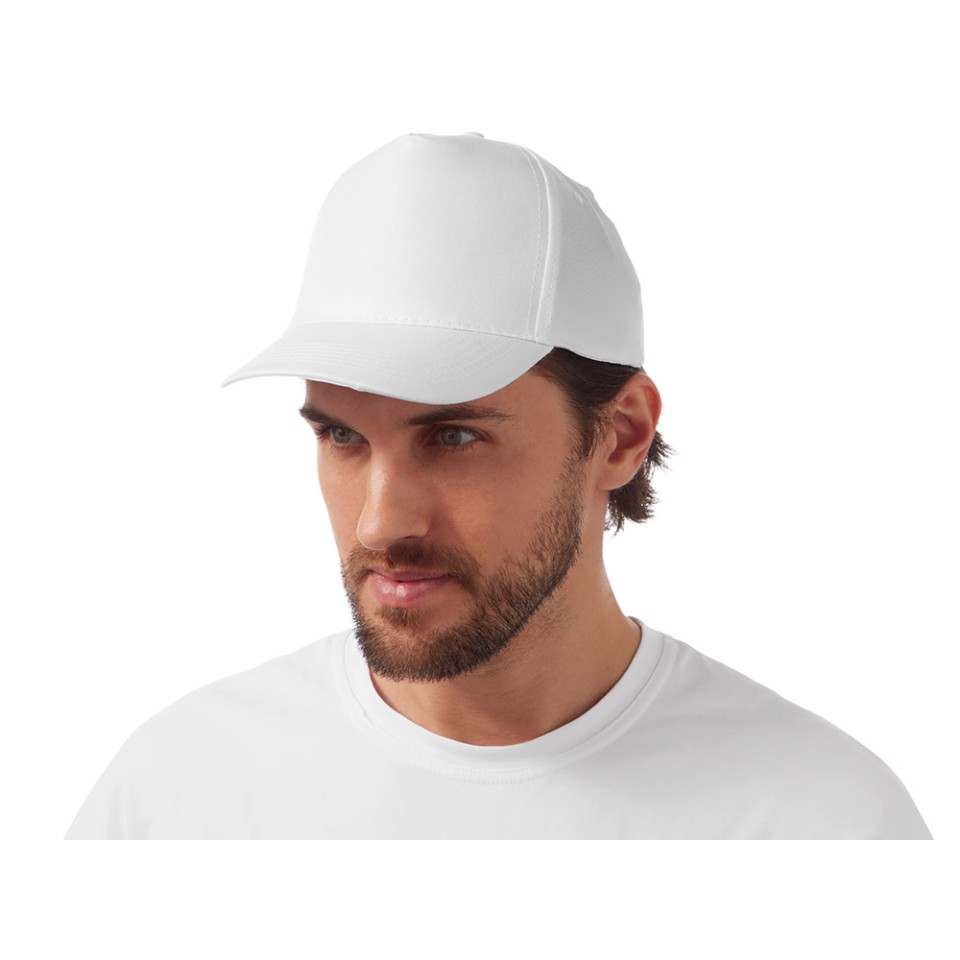 Бейсболка "Poly" 5-ти панельная 120 гр, белый