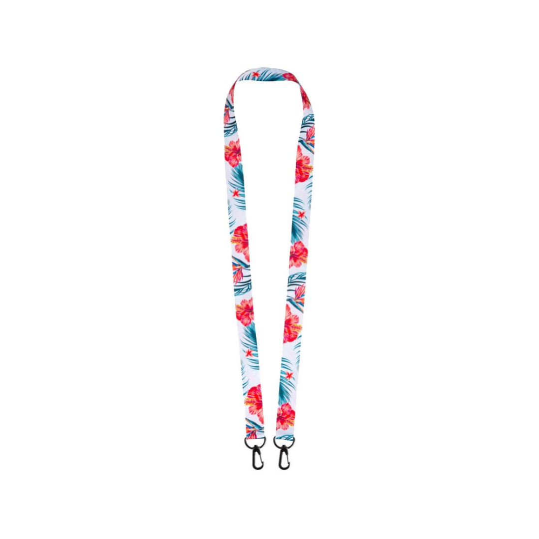 Ланъярд 2 см под сублимацию с 2-мя карабинами, черный