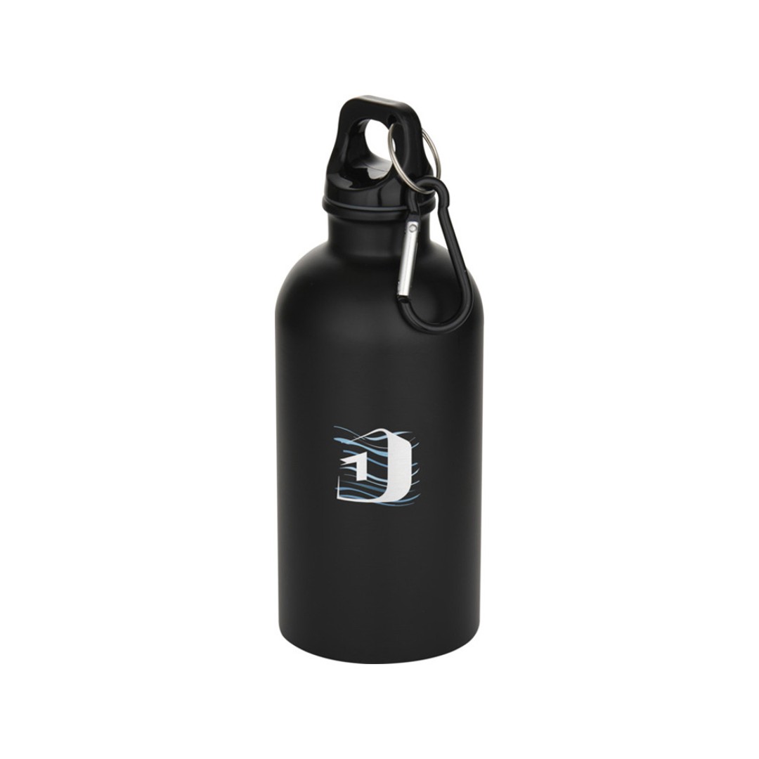 Oregon одностенная бутылка для воды с карабином, изготовленная из нержавеющей стали, сертифицированной по стандарту RCS, объемом 400 мл - Черный