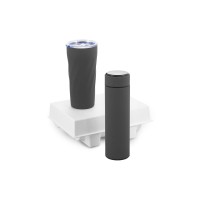 Подарочный набор "FAMILY" с термосом и термокружкой, серый