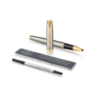 Ручка роллер «Parker IM Core Brushed Metal GT», серебристый/золотистый