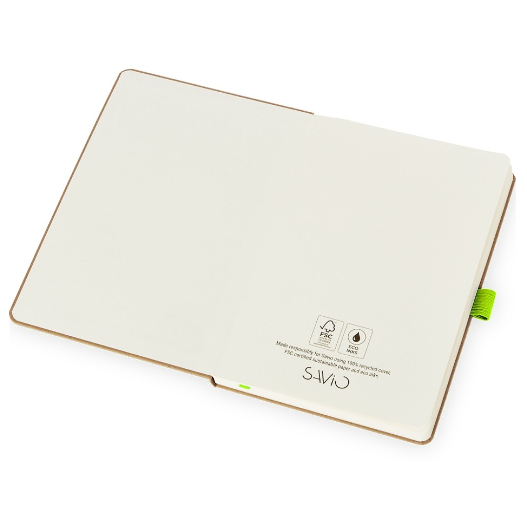 Блокнот "Sevilia Hard", твердая обложка из крафта A5, 80 листов, крафтовый/зеленое яблоко