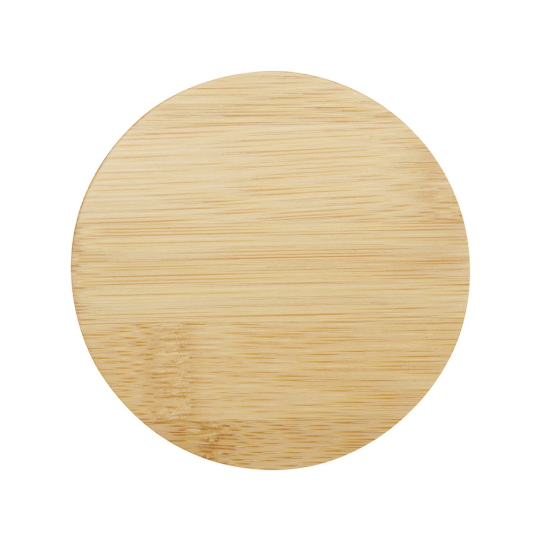 Стеклянная кружка Leona объемом 350 мл с бамбуковой крышкой - прозрачный