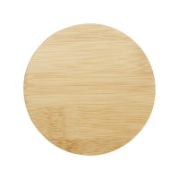 Стеклянная кружка Leona объемом 350 мл с бамбуковой крышкой - прозрачный