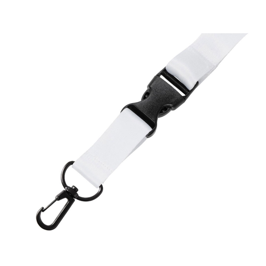 Ланъярд 2 см под сублимацию с карабином, межуровневым замком и замком обрыва, черный