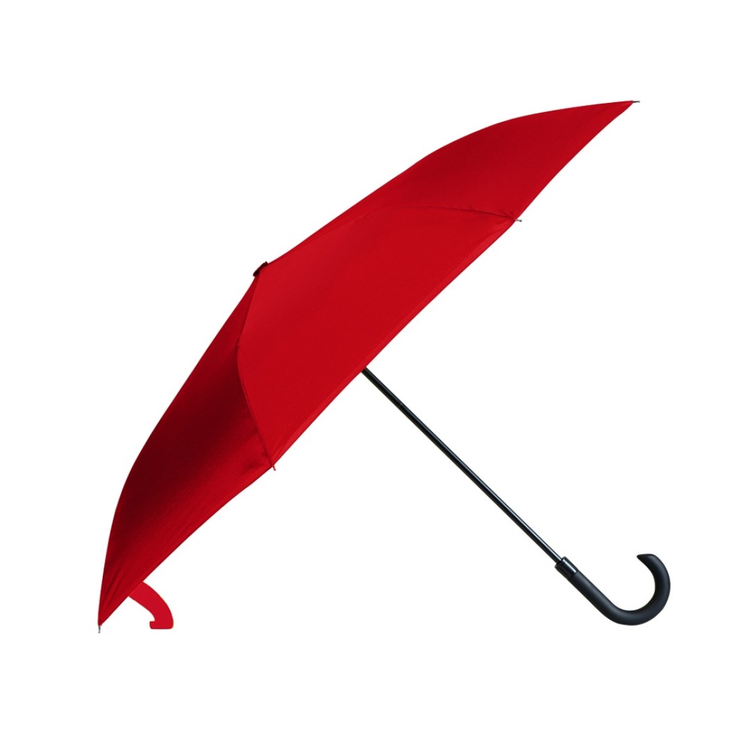 Зонт-трость наоборот Inversa, полуавтомат, красный/серый (Р)