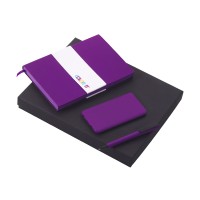 Подарочный набор c блокнотом С1, ручкой и повербанком 5000 mAh, фиолетовый