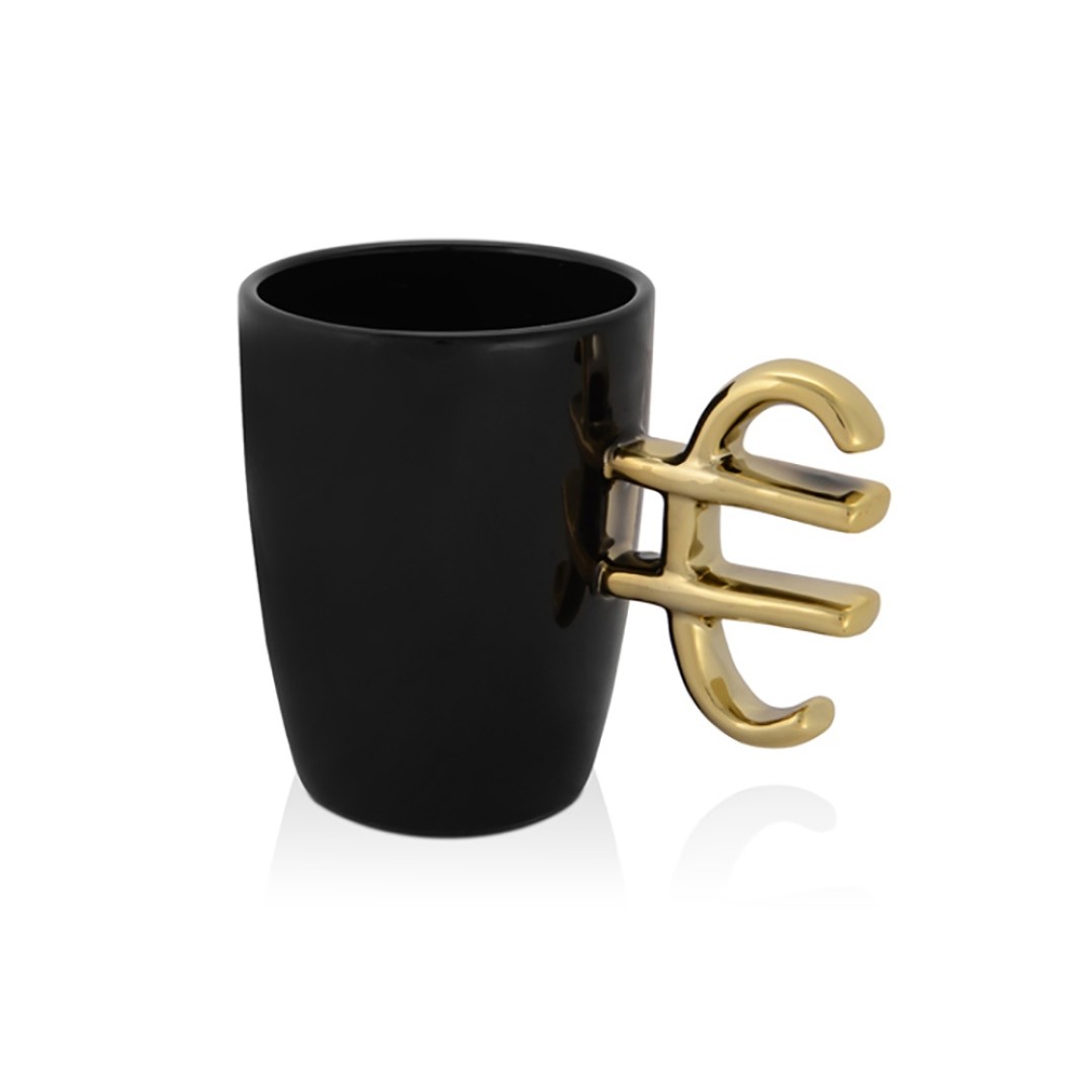 Кружка «Евро», черный/золотистый (Р)