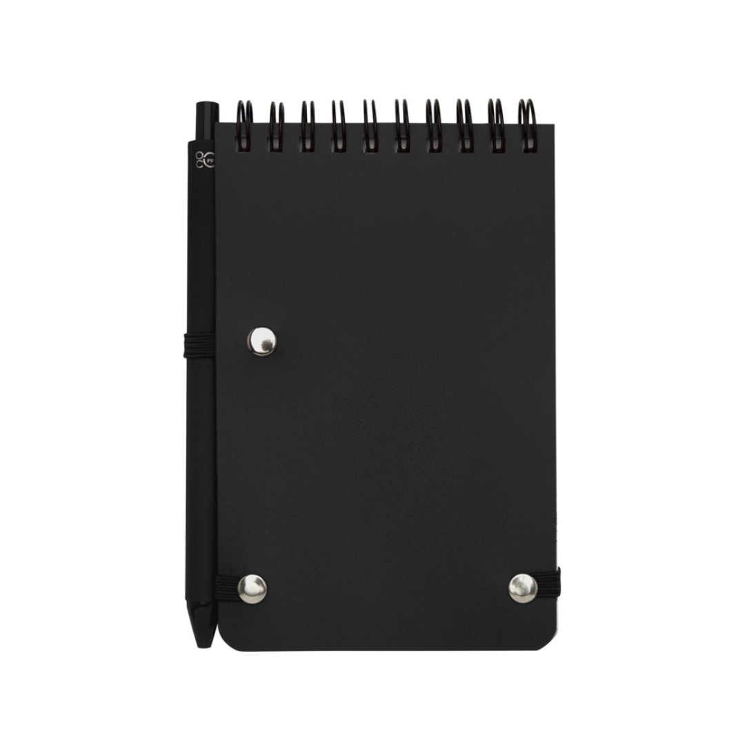 Блокнот Thalaasa формата А6 в твердой обложке из океанического пластика с шариковой ручкой - сплошной черный