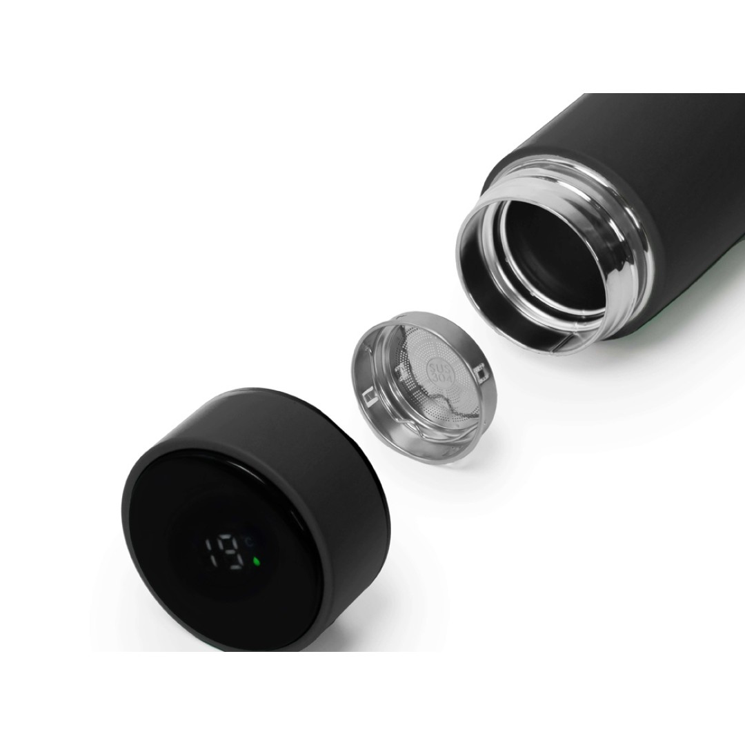 Термос FAMILY MARK LED, soft touch (Серый)