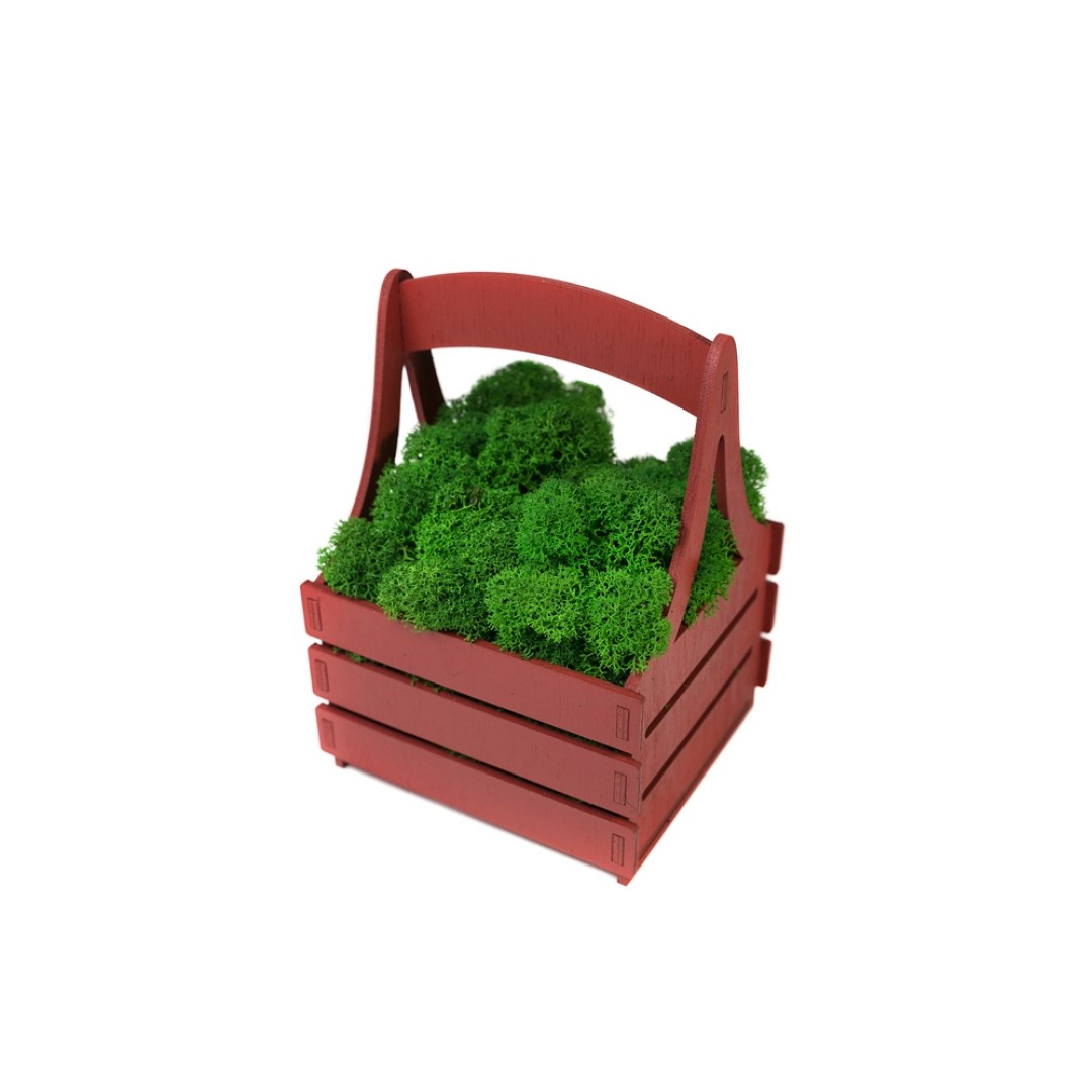 Композиция "Корзинка со мхом", темно-красный