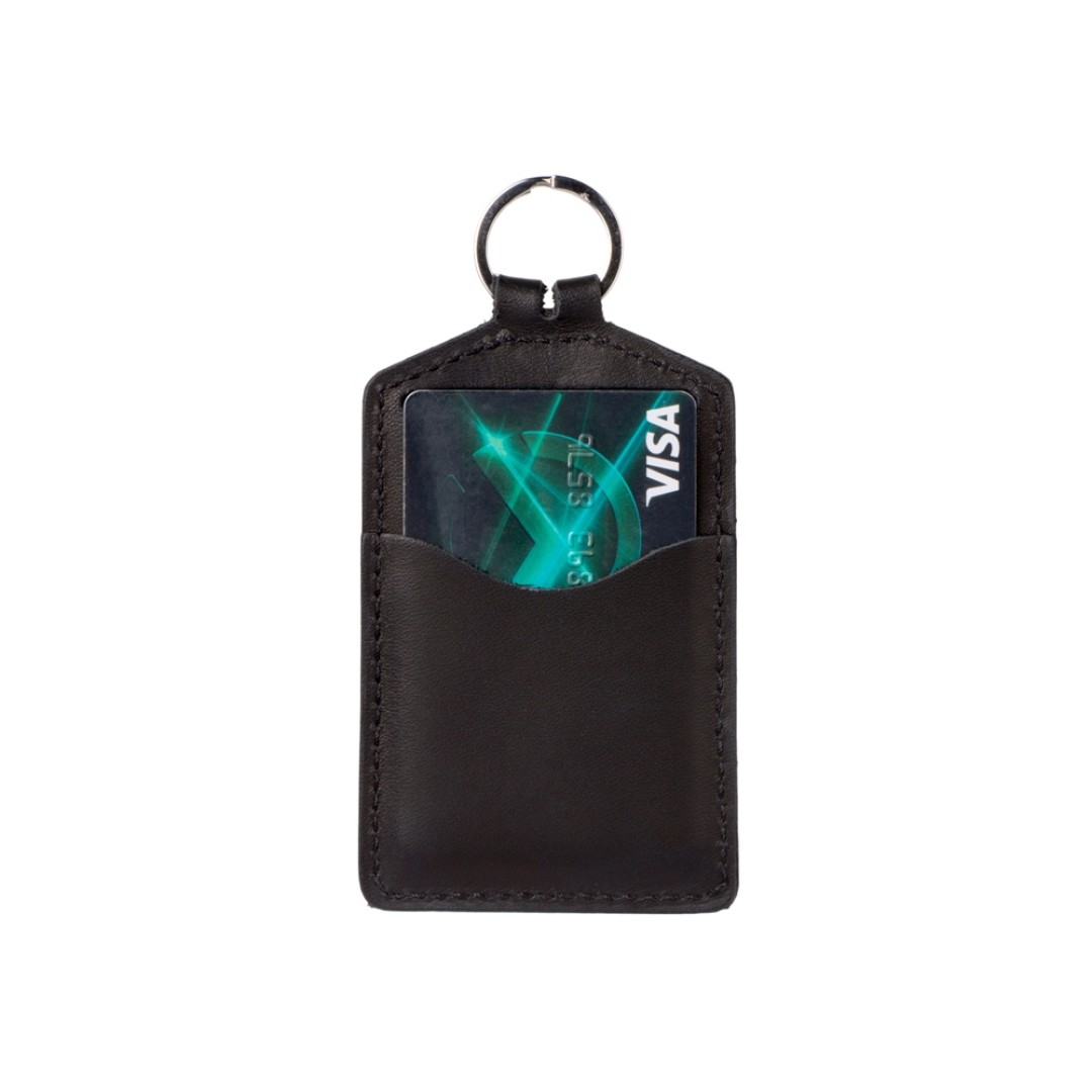 Кожаный бейдж для пропуска, черный