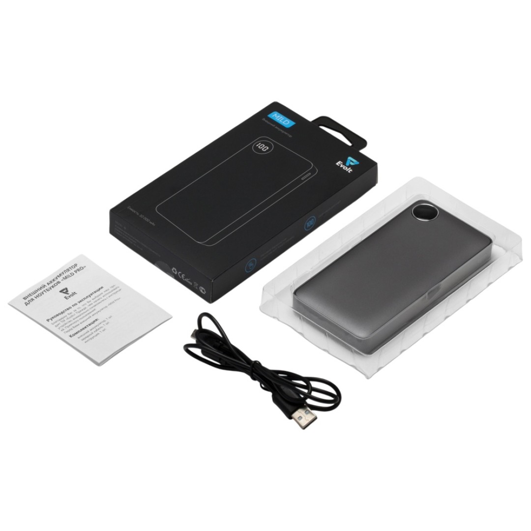 Внешний аккумулятор с дисплеем «Mild», 10 000 mAh, темно-серый