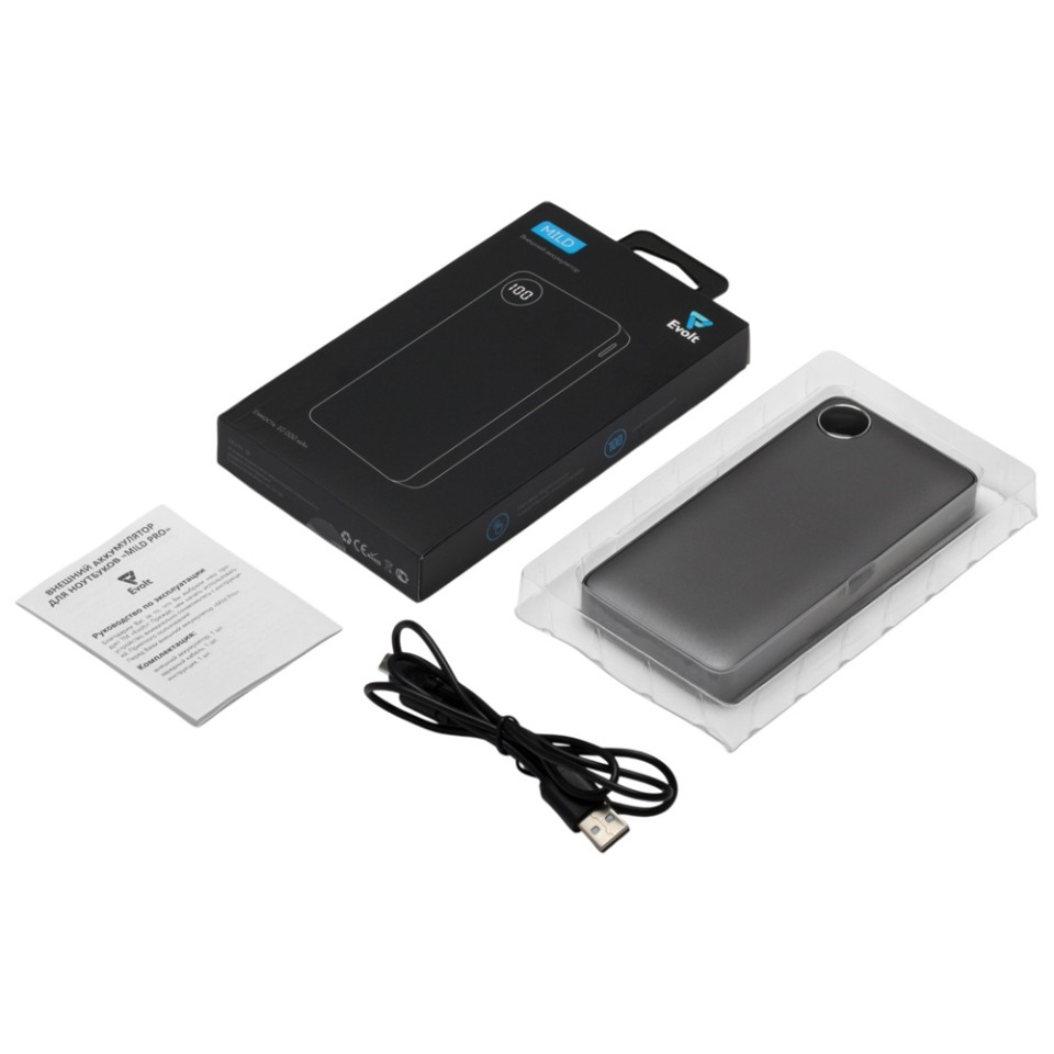 Внешний аккумулятор с дисплеем «Mild», 10 000 mAh, темно-серый