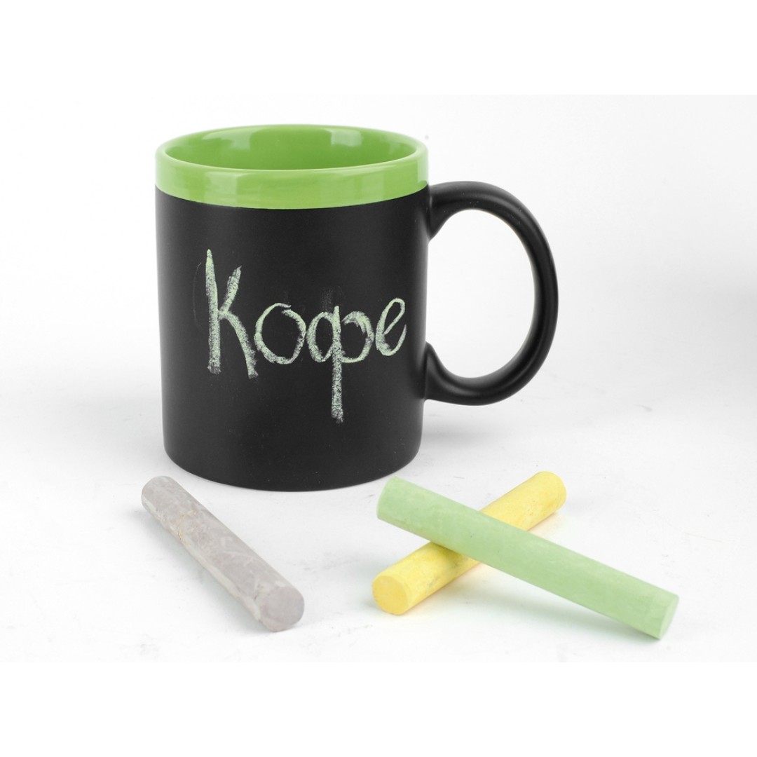 Кружка с покрытием для рисования мелом «Да Винчи», черный/зеленый