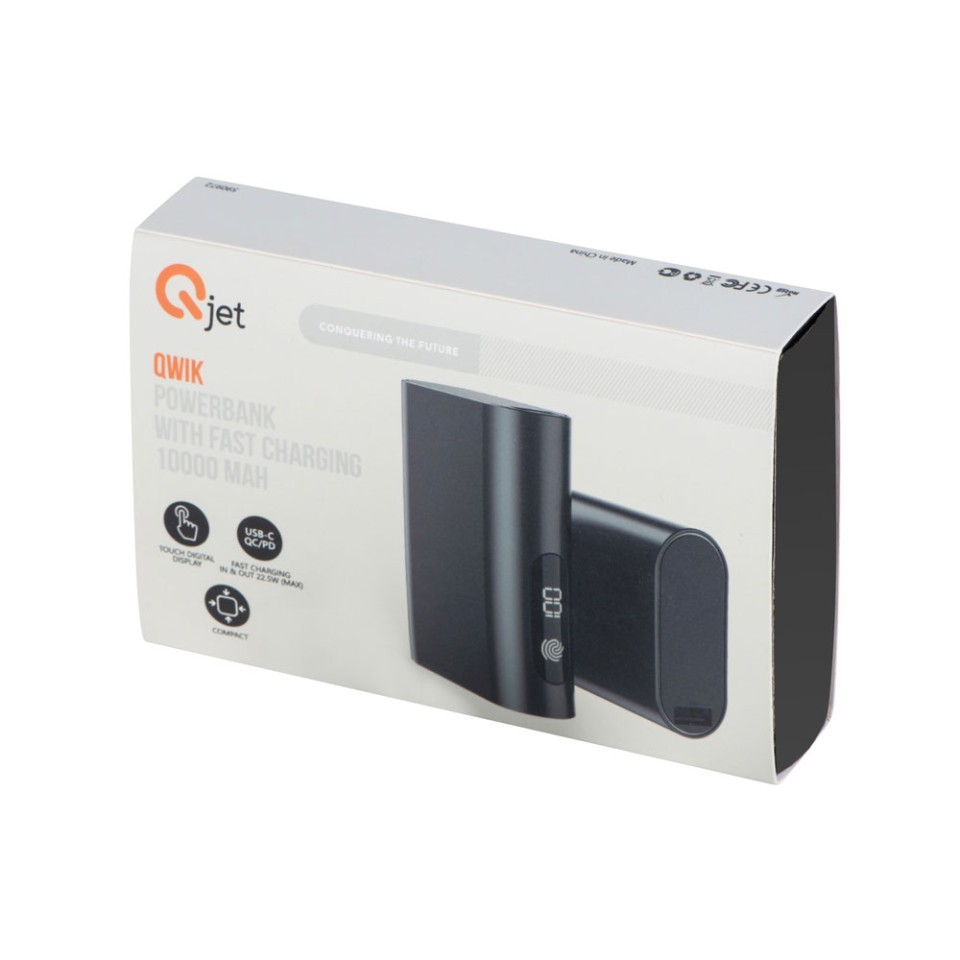 Внешний аккумулятор с QC/PD "Qwik", 10000 mah, черный