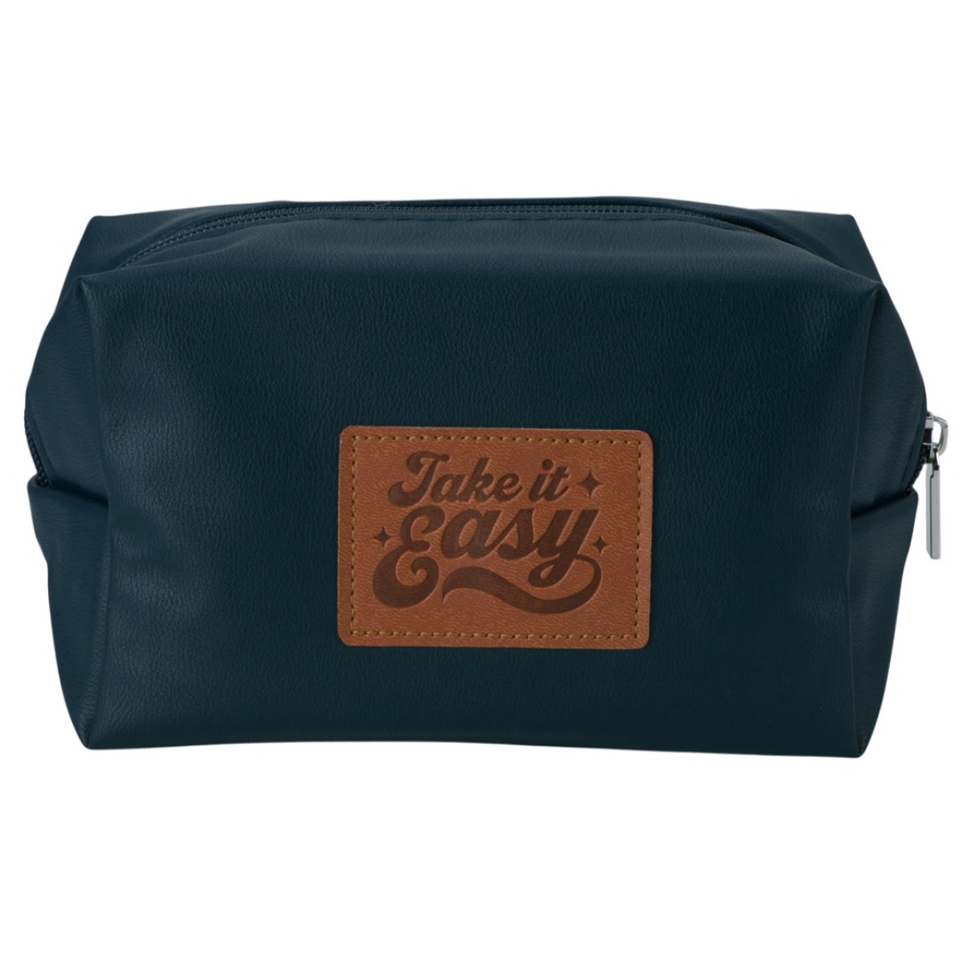 Косметичка из эко-кожи "Enio", темно-синий (патчи)