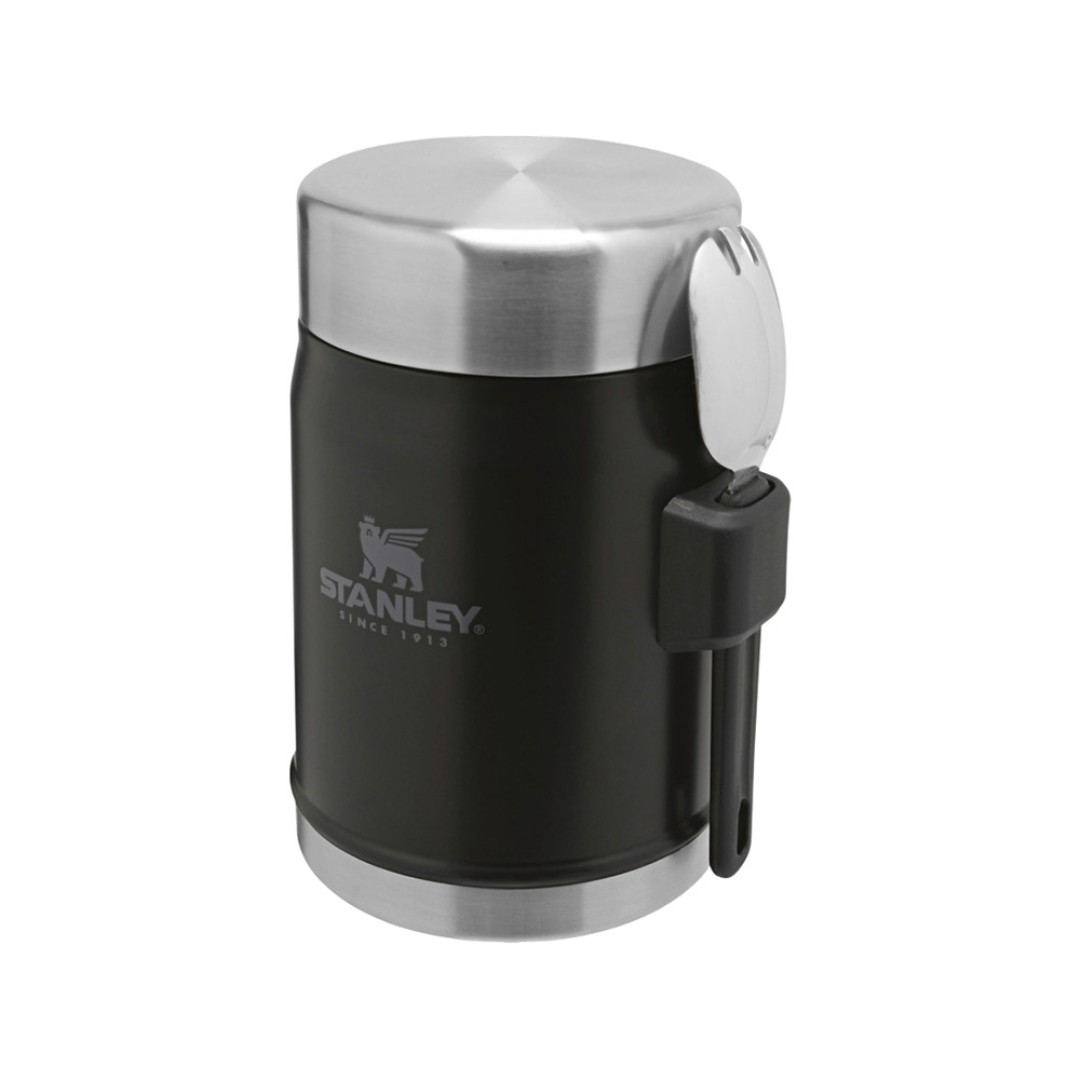 Банка для еды объемом 400 мл с ложкой-вилкой Stanley Legendary - черный матовый