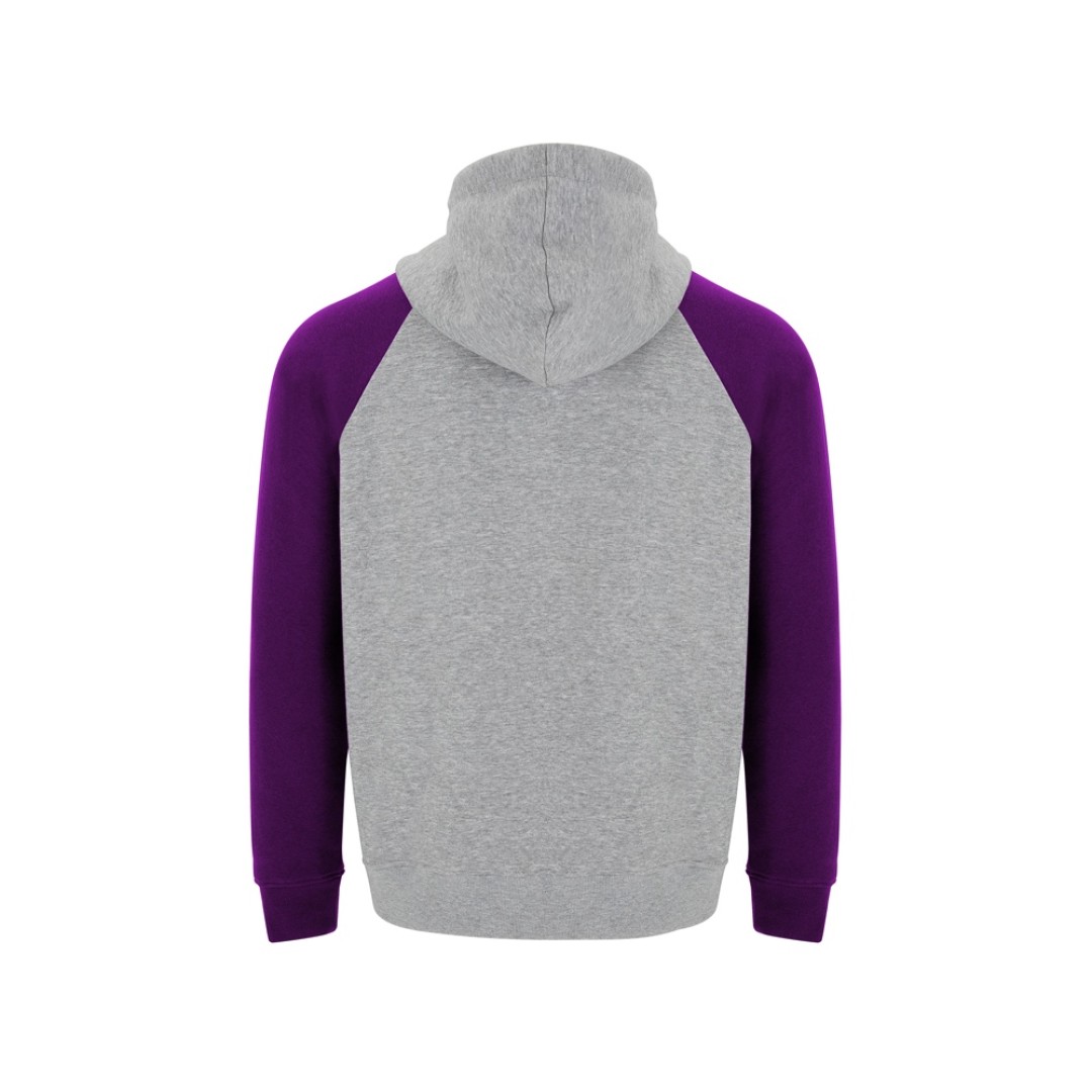 Толстовка с капюшоном "Badet" мужской, серый меланж/фиолетовый