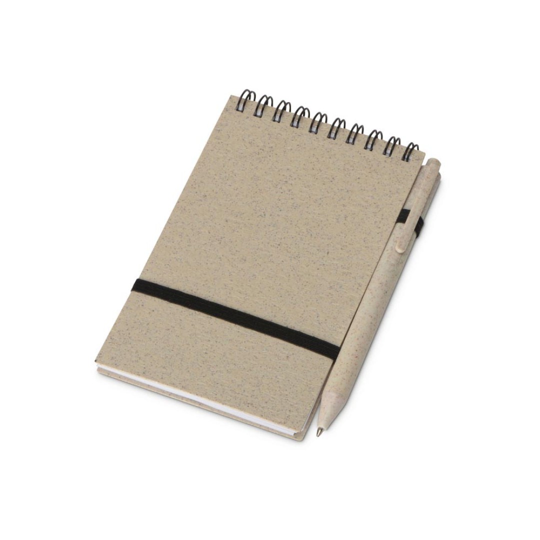 Блокнот B7 «Toledo S», бежевый + ручка шариковая «Pianta» из пшеничной соломы, бежевый
